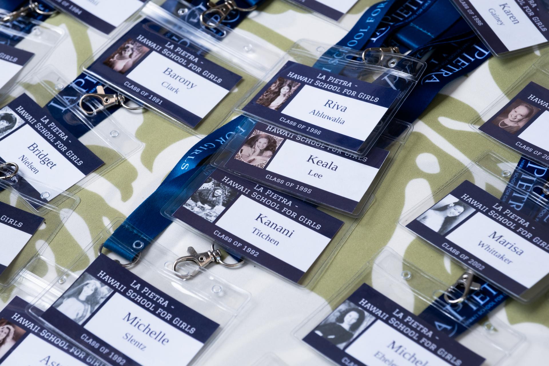 Name badges featured the senior photos of each alumna.